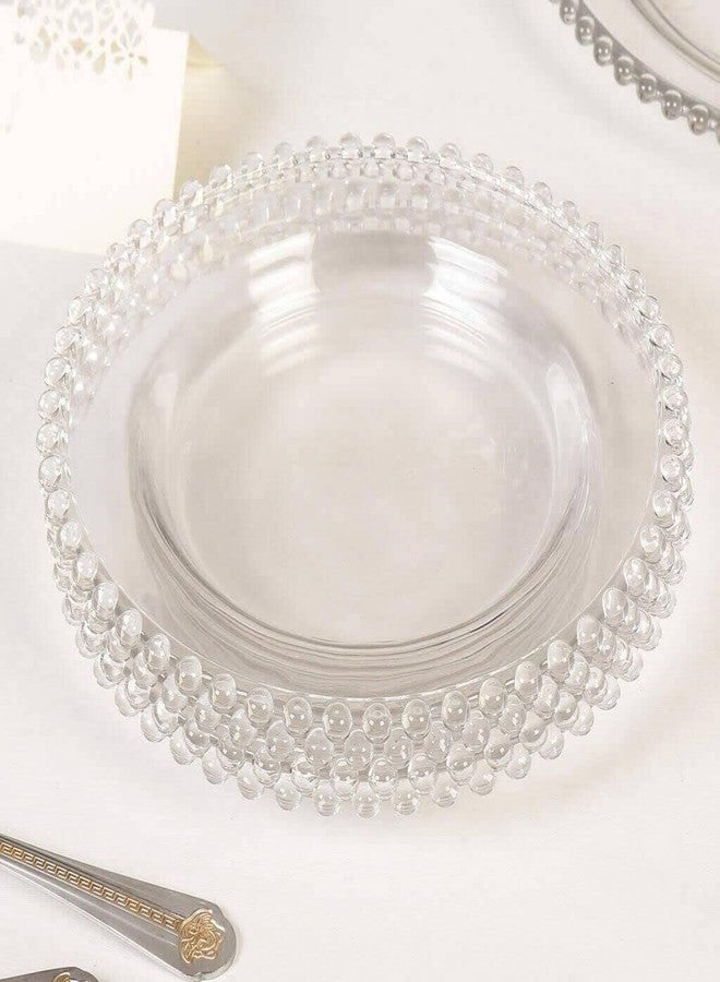 Lawei 12 Pack Clear Plastic Charger Plates with Bead Rim, 13 Inch Plastic Round Serving Plates Decor Dinner Plates for Party Wedding Events Dinner Decoration - Image 4
