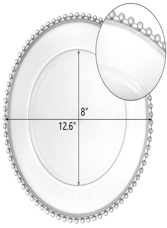 Lawei 12 Pack Clear Plastic Charger Plates with Bead Rim, 13 Inch Plastic Round Serving Plates Decor Dinner Plates for Party Wedding Events Dinner Decoration - Image 2