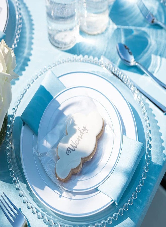 Lawei 12 Pack Clear Plastic Charger Plates with Bead Rim, 13 Inch Plastic Round Serving Plates Decor Dinner Plates for Party Wedding Events Dinner Decoration - Image 5