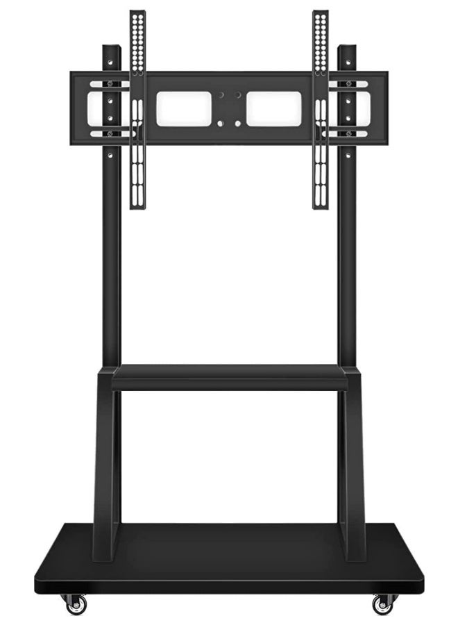 Mobile TV trolley. A rotating TV stand with wheels, suitable for 60 to 100-inch LCD LED OLED plasma flat screens, weighing up to 330 pounds (black) - Image 1