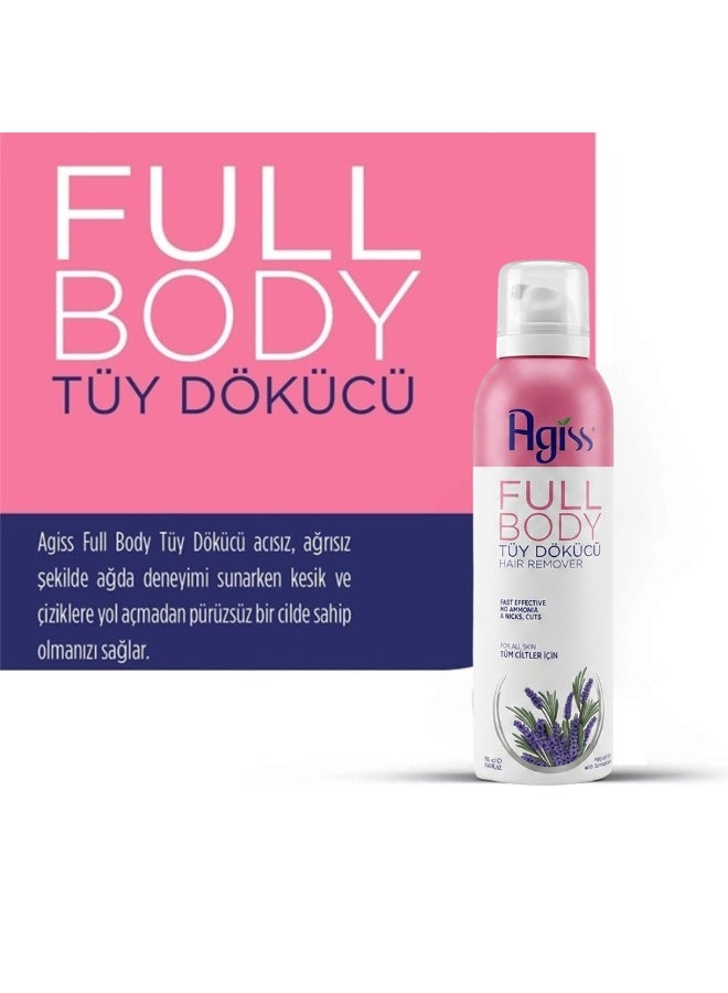 Agiss Full Body Hair Remover Spray – Fast & Effective Depilatory Foam for All Skin Types – Smooth Skin Without Nicks or Cuts – No Ammonia, Lavender Scented – 175ml - Image 2