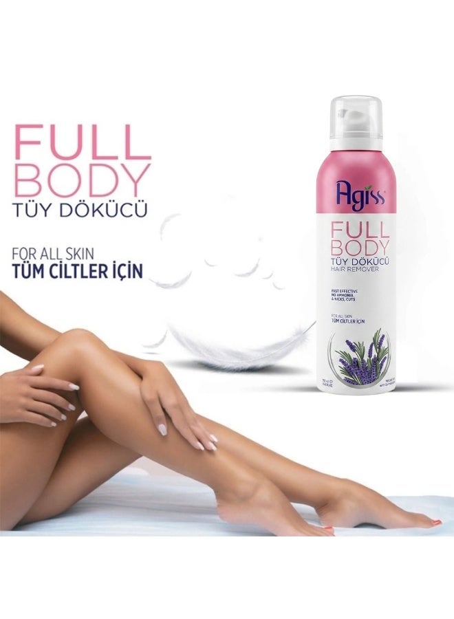 Agiss Full Body Hair Remover Spray – Fast & Effective Depilatory Foam for All Skin Types – Smooth Skin Without Nicks or Cuts – No Ammonia, Lavender Scented – 175ml - Image 4