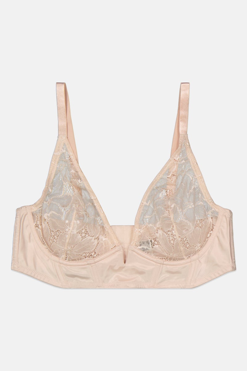 Etam Women Textured Non Padded Bra, Beige - Image 1