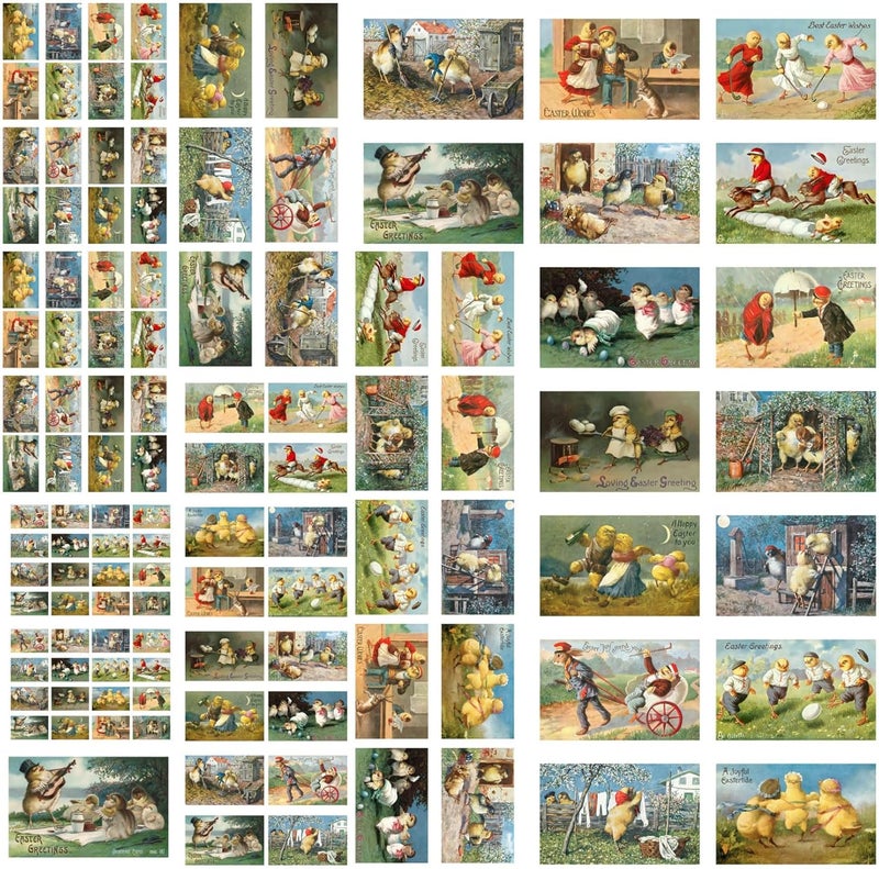 Flonz Decoupage Paper Pack (21 Sheets 6"x8") Funny Easter Chicks Scenes Vintage Styled Easter Cards Pictures for Decoupage, Craft and Scrapbooking - Image 4