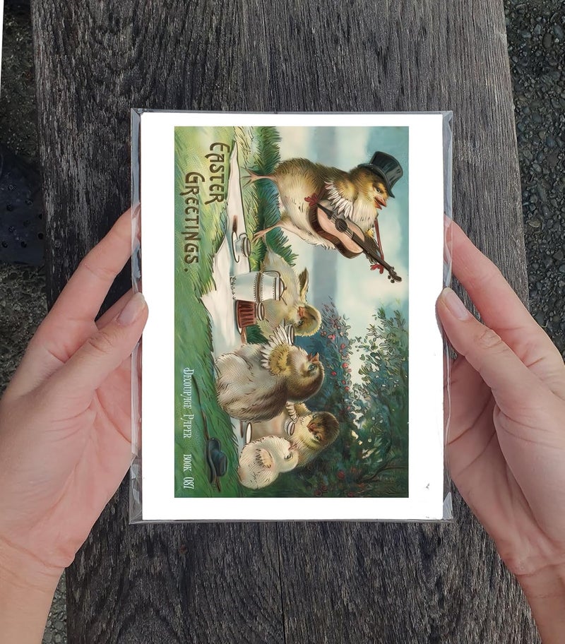 Flonz Decoupage Paper Pack (21 Sheets 6"x8") Funny Easter Chicks Scenes Vintage Styled Easter Cards Pictures for Decoupage, Craft and Scrapbooking - Image 3