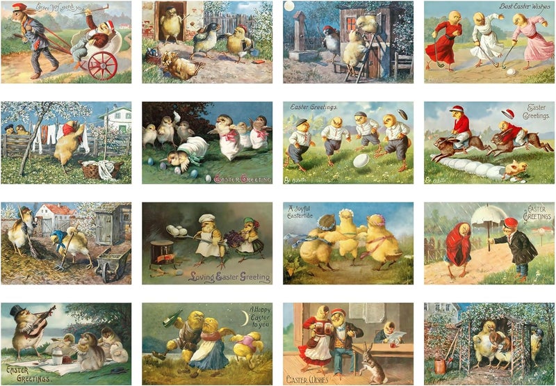 Flonz Decoupage Paper Pack (21 Sheets 6"x8") Funny Easter Chicks Scenes Vintage Styled Easter Cards Pictures for Decoupage, Craft and Scrapbooking - Image 2