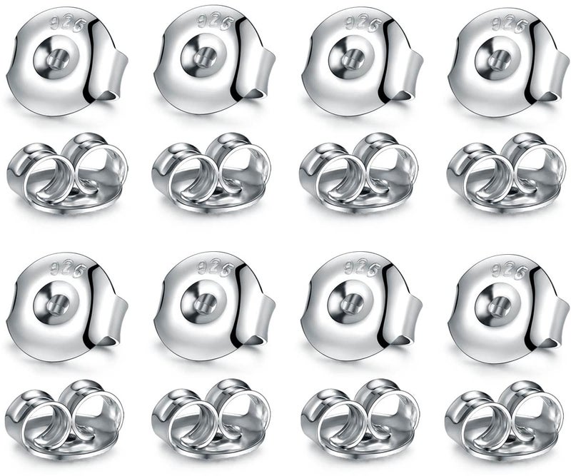 Catinee 16PCS 925 Sterling Silver Earring Backs14k White Gold Plated Earring Backs for StudsHypoallergenic Secure Earring Backings for Locking Stud Earrings