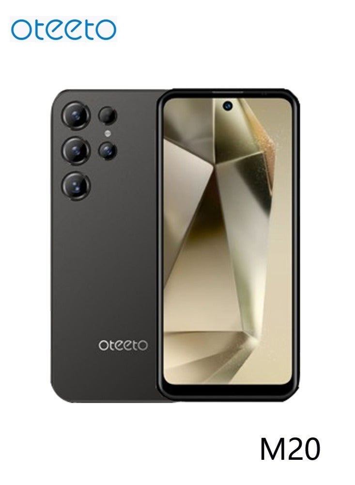 Oteeto Oteeto M20 Smart Android Smartphone with 6.56-Inch HD+ Incell Display, 4GB RAM, 128GB ROM Expandable Storage, 5000mAh Long-Lasting Battery, Dual SIM, Face Unlock, Fingerprint Sensor, Lightweight Android Mobile Phone – Black  - Image 1