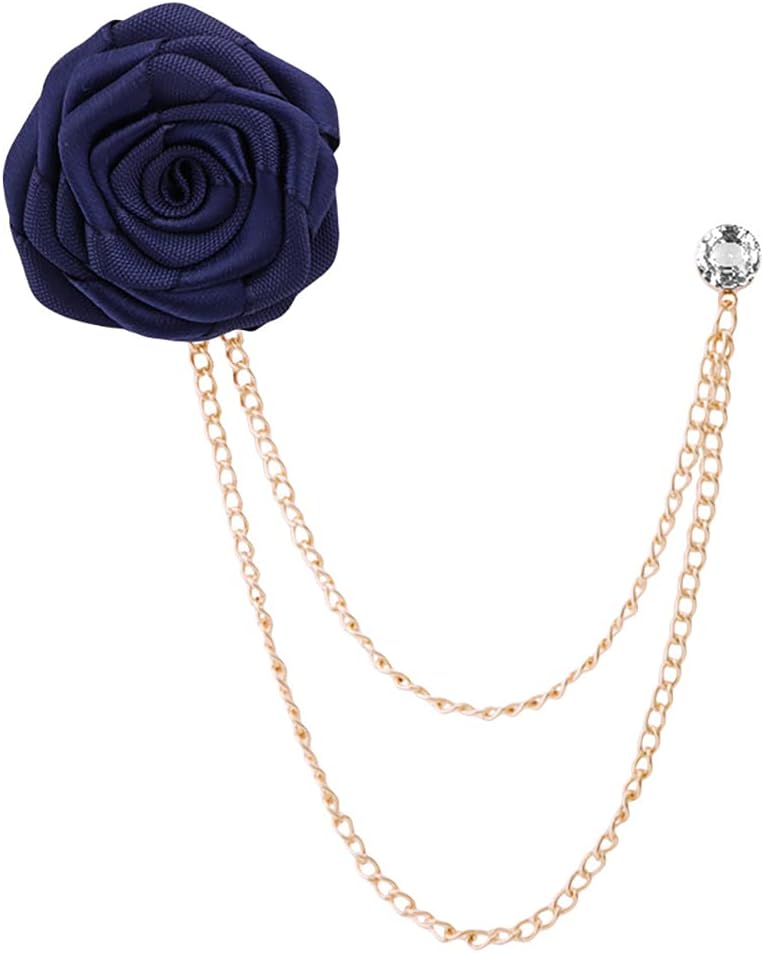 MXUHUI Fashion Bridegroom Wedding Brooches Cloth Art Hand-Made Rose Flower Brooch Lapel Pin Badge Tassel Chain Men's Suit Accessories - Image 1