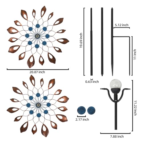 FAHKNS Garden Wind Spinners 360°, Outdoor Metal Windmill Yard Spinners 73 Inch Height Dual Directions Twin Rotor Wind with Kinetic, Wind Spinner Outdoor for Yard and Garden Art Decor - Image 2