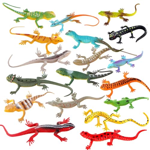KINYFY 18 Pcs Fake Lizards Toys Plastic Artificial Reptile Lizards for Kids Realistic Lizard Toys for Halloween Party Decoration Prank Educational Tools - Image 1