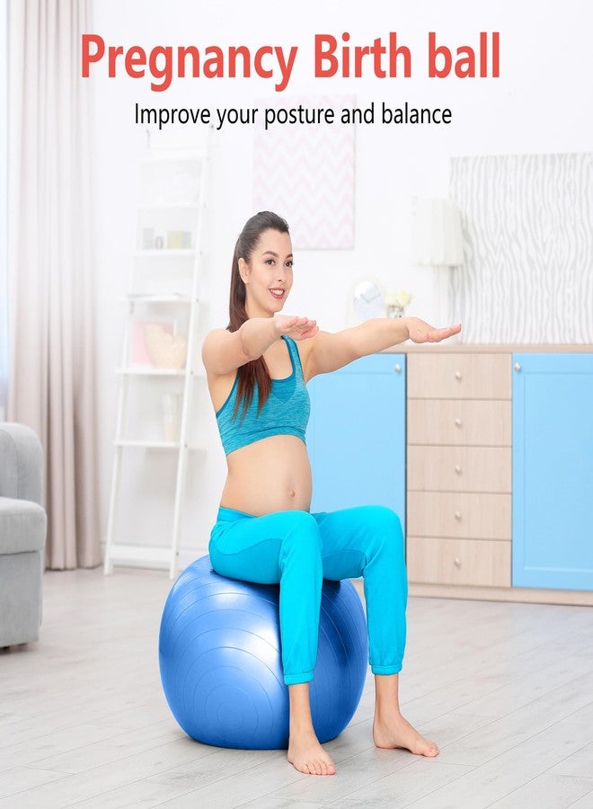 primasole Yoga & Exercise Ball for Balance Stability Fitness Workout Pilates at Home Office & Gym with Inflator Pump. (25.6 inchi Blue) PSS91NH062A - Image 3