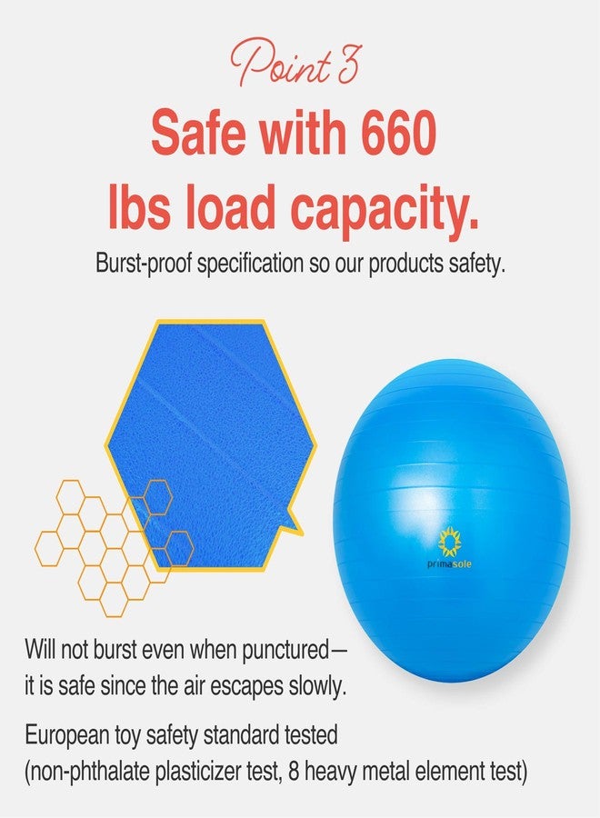 primasole Yoga & Exercise Ball for Balance Stability Fitness Workout Pilates at Home Office & Gym with Inflator Pump. (25.6 inchi Blue) PSS91NH062A - Image 4