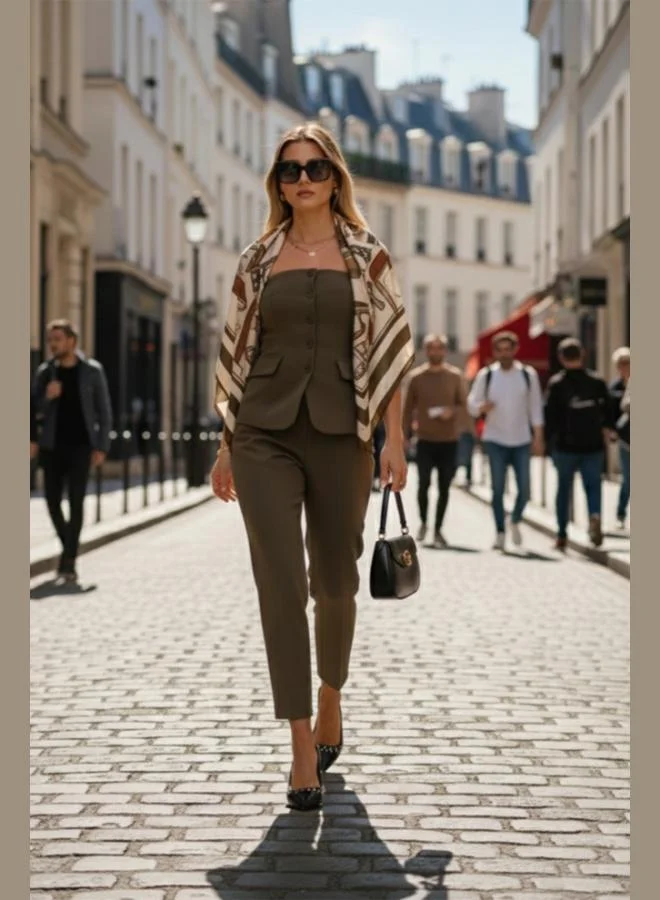 ليلا بنطلون نسائي ليلا بقصة مستقيمة وخصر مرتفع