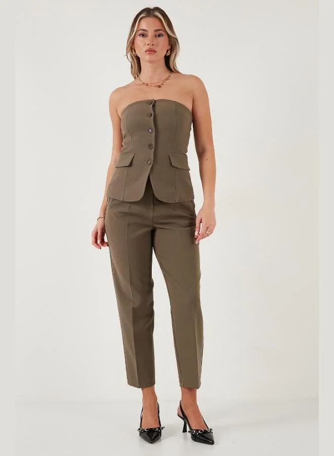 ليلا بنطلون نسائي ليلا بقصة مستقيمة وخصر مرتفع