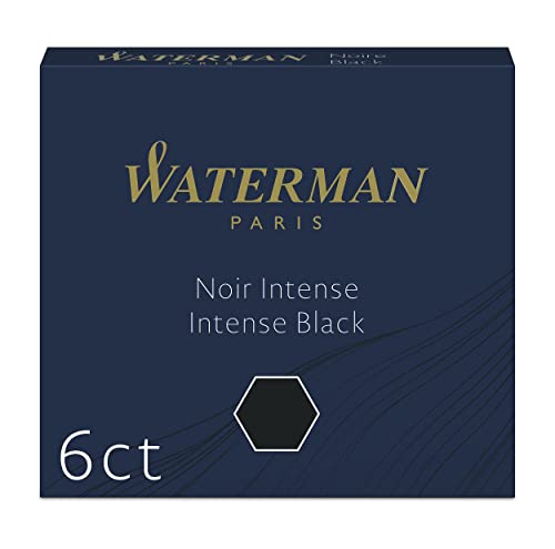 Waterman Fountain Pen Ink Cartridges, Short 'International', Intense Black, 6 Count - Image 1