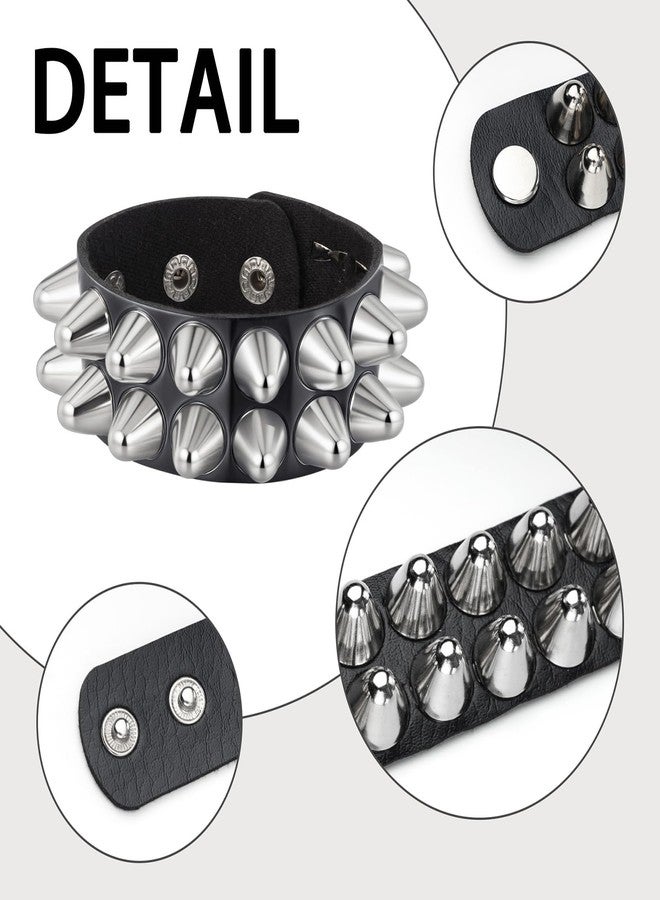 MILAKOO Punk Rock Strap Leather Bracelet Spike Studded Arm Armor Cuff Vintage Braided Leather Wristband - Image 3