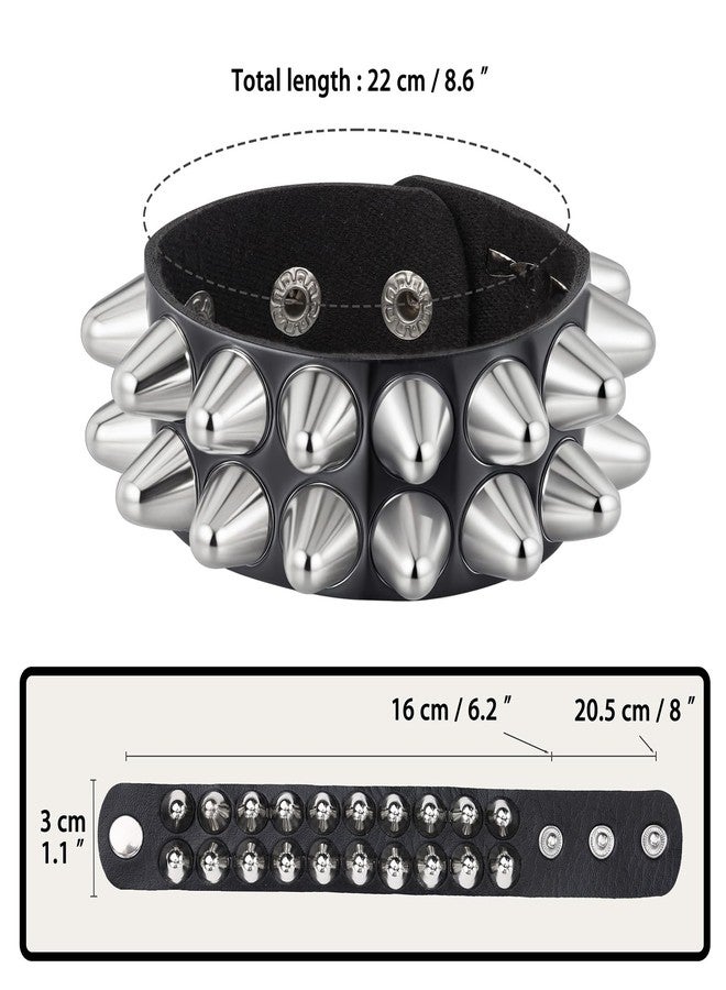 MILAKOO Punk Rock Strap Leather Bracelet Spike Studded Arm Armor Cuff Vintage Braided Leather Wristband - Image 2