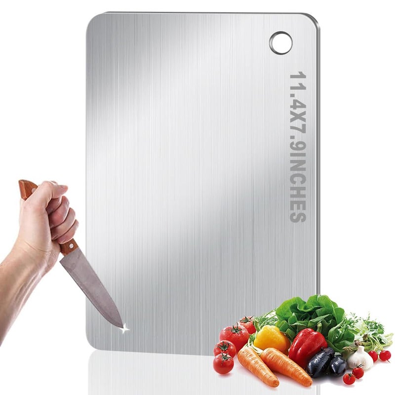 BLOCE Titanium Cutting Board for Kitchen, Stainless Non Stick Chopping Board, Upgrade Double Sided Food-Grade Titanium Board for Kitchen for Meat Cheese Vegetable (Small) - Image 1