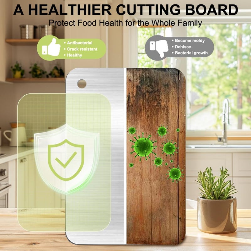 BLOCE Titanium Cutting Board for Kitchen, Stainless Non Stick Chopping Board, Upgrade Double Sided Food-Grade Titanium Board for Kitchen for Meat Cheese Vegetable (Small) - Image 5