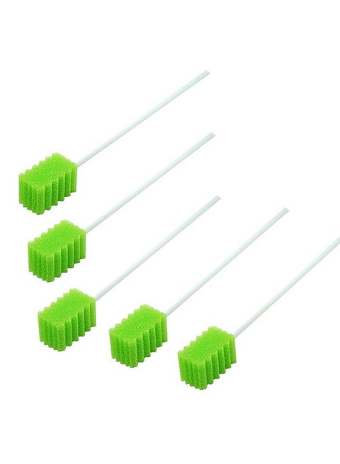 MUNKCARE Treated Oral Swabs with Dentifrice- Flavored Dental Swabs Individually Wrapped Fruit Green Tooth Shape for Oral Cavity Cleaning Sponge Swab, Box of 100 Counts