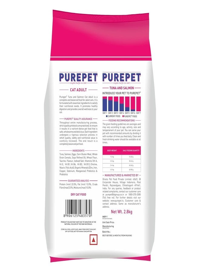 Purepet Adult Dry Cat Food 1 kg Pack | Tuna & Salmon Flavour | Hair Ball Protection | Heart Care | Skin Health | Taurine for Healthy Heart - Image 2
