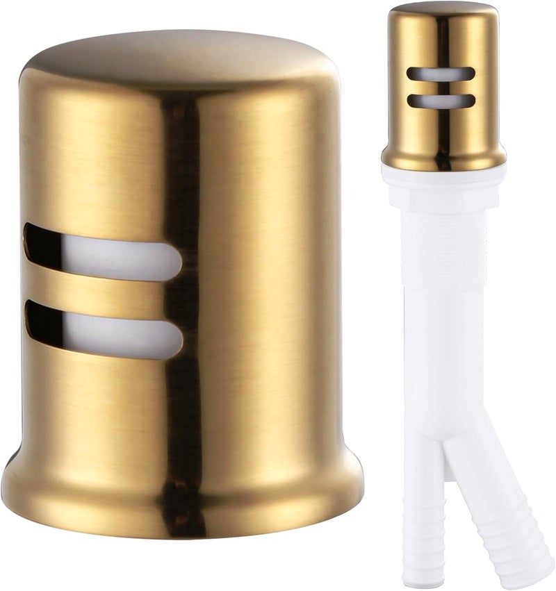 ALEASHA Dishwasher Air Gap Cover, Dishwasher Air Gap Cap for Kitchen Sink, Solid Brass Dishwasher Overflow Vent Cap Replacement Kit, Brushed Gold - Image 1