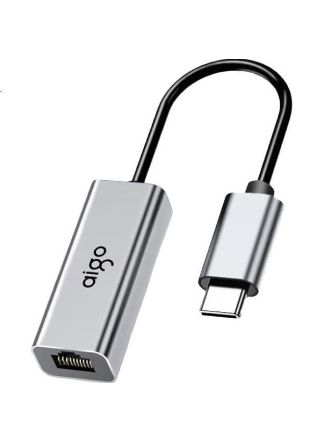 aigo Type-C To Rj45 Ethernet Adapter, 100Mbps Wired Network Card, Network Cable Converter, Laptop Docking Station, Compatible With Lenovo, Xiaomi, Huawei, Apple, Expansion Dock R01C (Metal) - Image 2