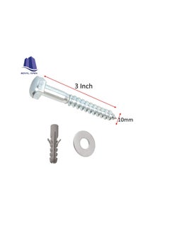 Generic 10 Pcs Galvanized (G.I) Hex Head Coach Screws with Washer & Fisher Plug Wood Working for Holding Together Heavy Timber, and Concrete Working. (10mm, Length 3 Inch)  - Image 3