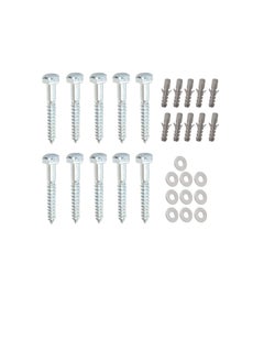 Generic 10 Pcs Galvanized (G.I) Hex Head Coach Screws with Washer & Fisher Plug Wood Working for Holding Together Heavy Timber, and Concrete Working. (10mm, Length 3 Inch)  - Image 1