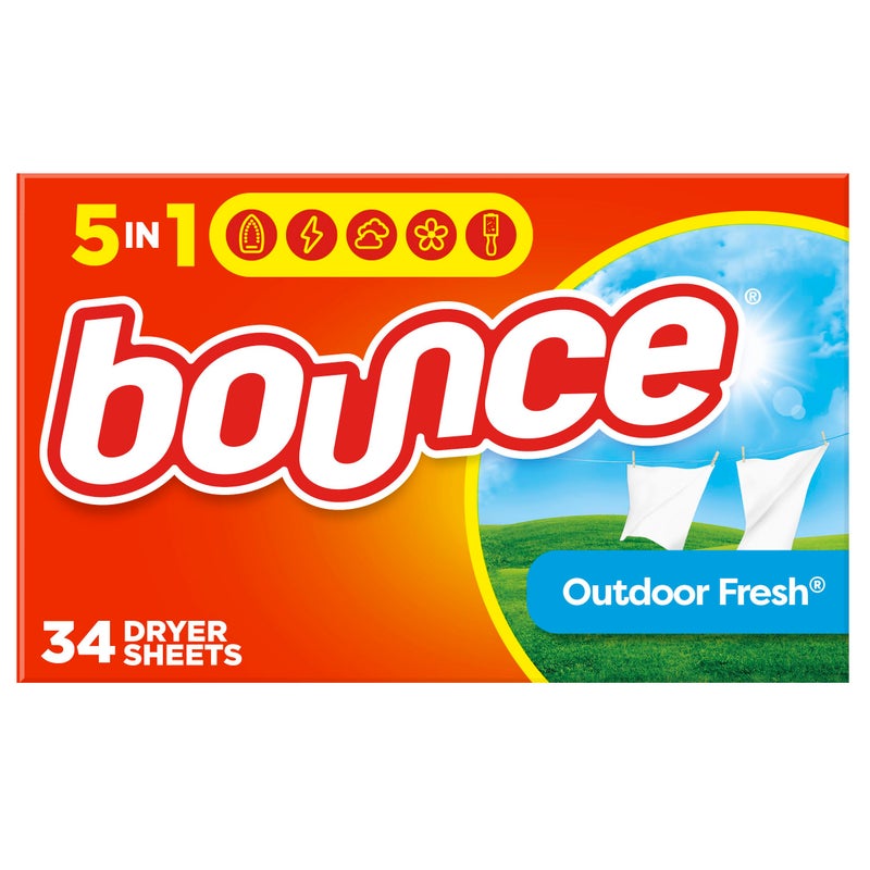Bounce Fabric Softener Dryer Sheets, Outdoor Fresh Scent, 34 Count - Image 1