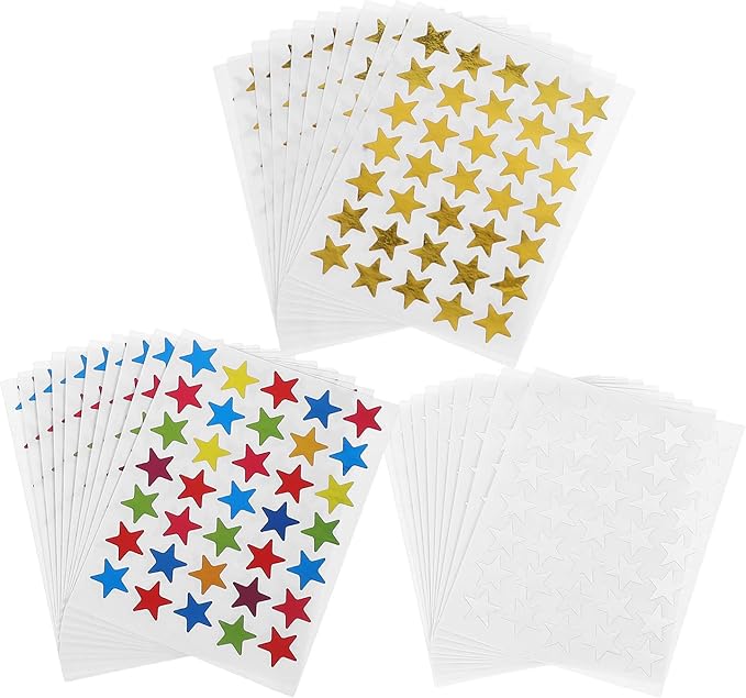 Holographic Star Stickers For Kids Rewards 30 Sheets Self Adhesive Assorted Color - Image 1