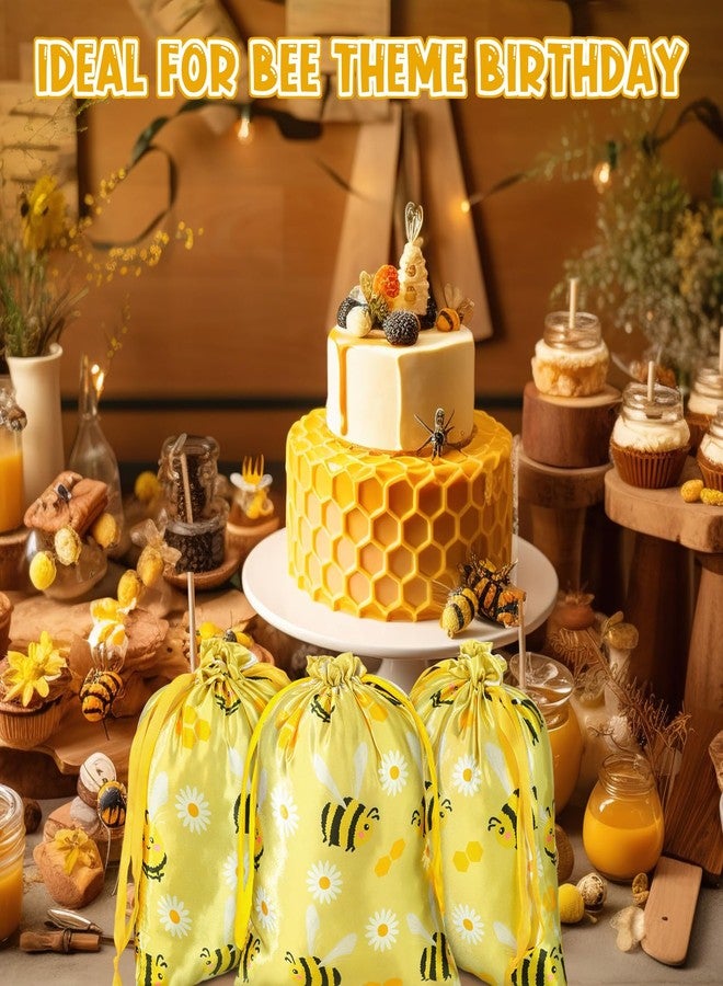 Cosblank 24 Pcs Bee Gift Bags Bee Theme Birthday Party Gift Bags with Drawstring Honey Candy Treats Goodies Bag Yellow Cartoon Birthday Party Favors for Kids Baby Shower Spring Holiday Supplies Gifts - Image 4