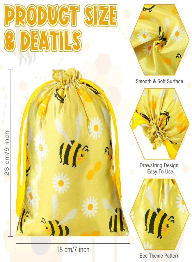 Cosblank 24 Pcs Bee Gift Bags Bee Theme Birthday Party Gift Bags with Drawstring Honey Candy Treats Goodies Bag Yellow Cartoon Birthday Party Favors for Kids Baby Shower Spring Holiday Supplies Gifts - Image 2