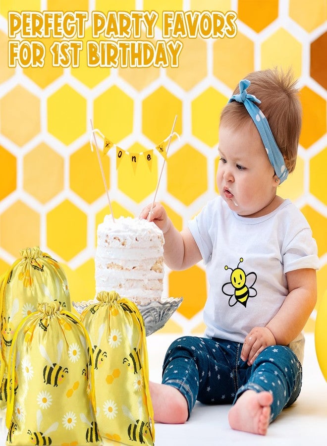 Cosblank 24 Pcs Bee Gift Bags Bee Theme Birthday Party Gift Bags with Drawstring Honey Candy Treats Goodies Bag Yellow Cartoon Birthday Party Favors for Kids Baby Shower Spring Holiday Supplies Gifts - Image 5