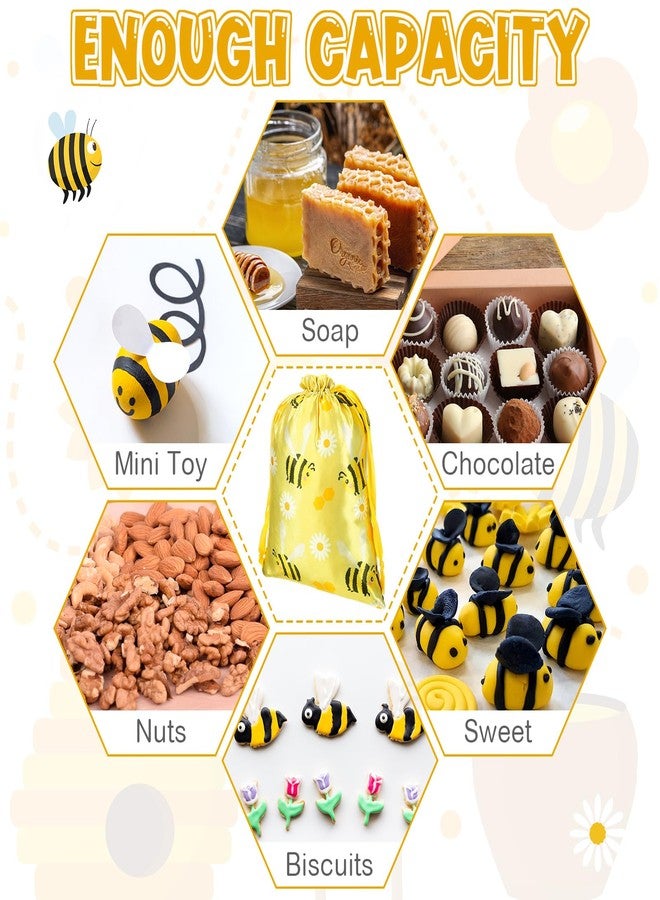 Cosblank 24 Pcs Bee Gift Bags Bee Theme Birthday Party Gift Bags with Drawstring Honey Candy Treats Goodies Bag Yellow Cartoon Birthday Party Favors for Kids Baby Shower Spring Holiday Supplies Gifts - Image 3