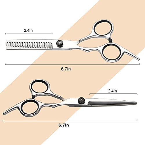 Fcysy Professional 10 Pcs Sharp Barber Hair Cutting Kit - Thinning Shears Set, Haircut Scissors & Hairdressing Shears with Accessories in Leather Case for Women, Men & Pet - Image 2