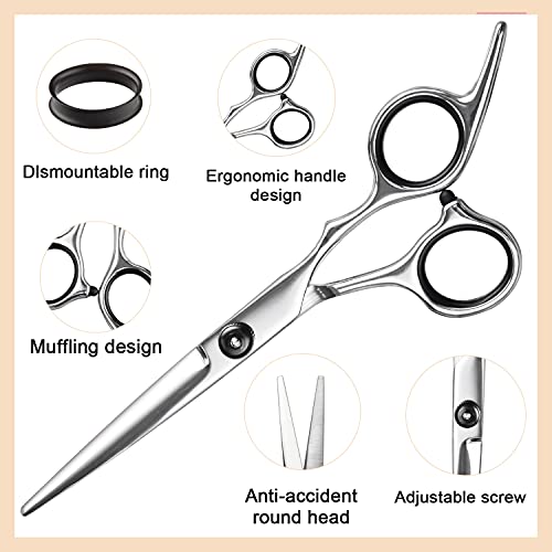 Fcysy Professional 10 Pcs Sharp Barber Hair Cutting Kit - Thinning Shears Set, Haircut Scissors & Hairdressing Shears with Accessories in Leather Case for Women, Men & Pet - Image 5