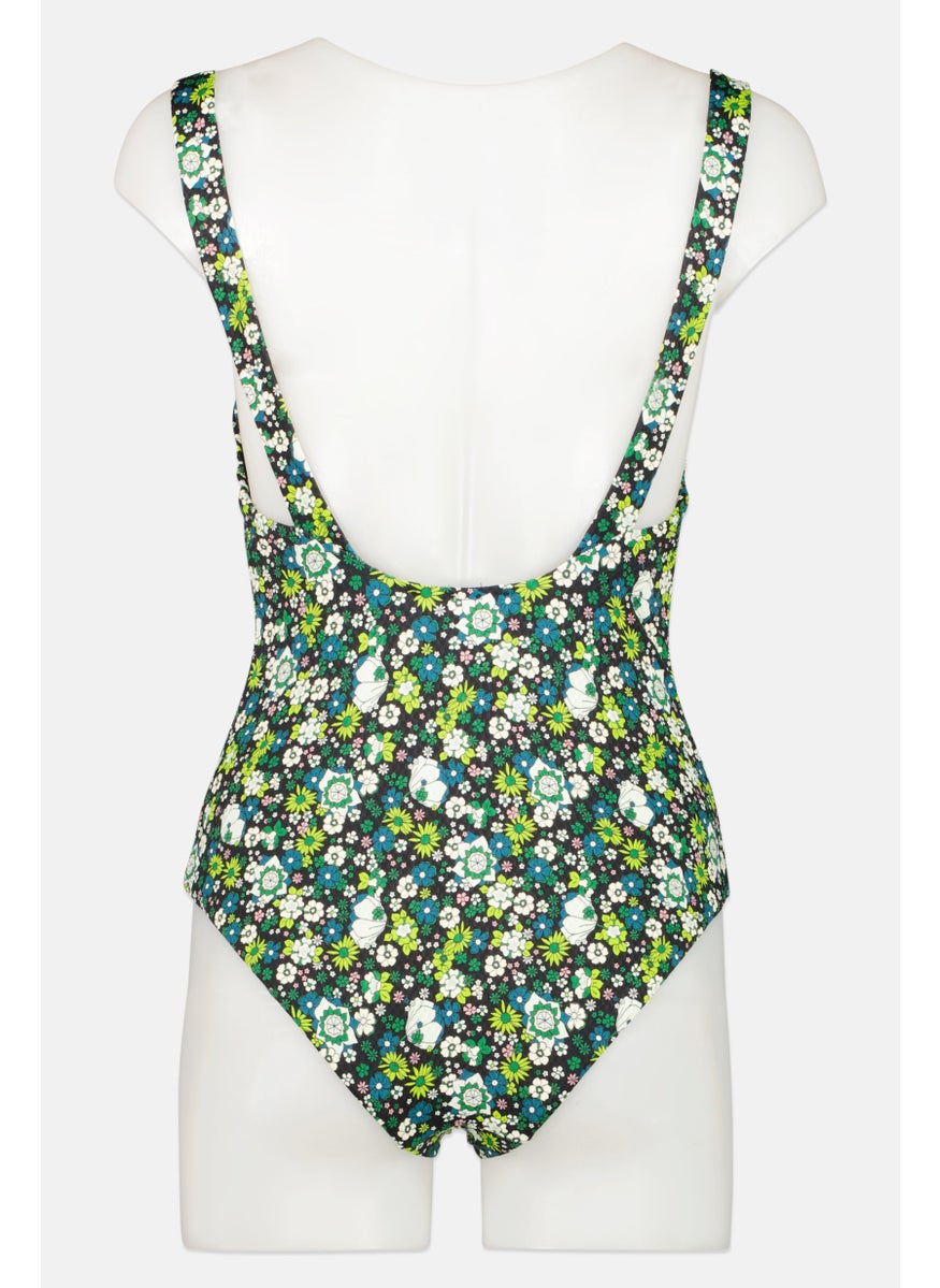 Scotch & Soda Women Floral Non Padded One Piece Swimwear, Black Combo  - Image 2