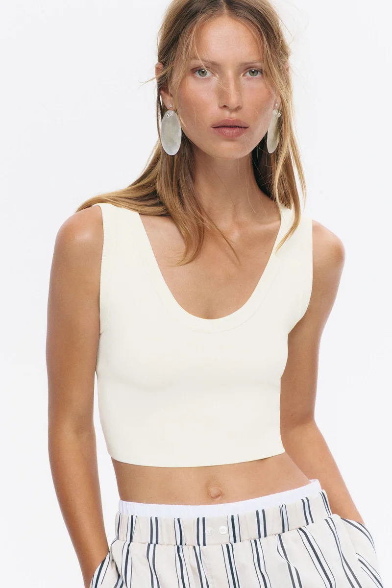 H&M Cropped fine-knit vest top