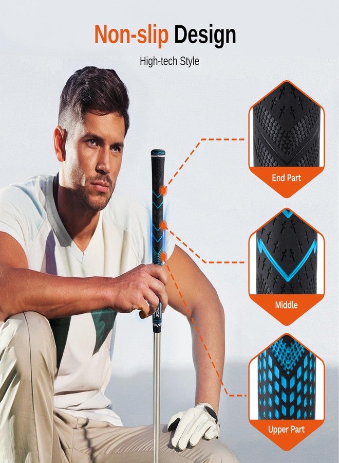 Full Choice Rubber Golf Grips 13 Pack, High Traction and Feedback, Non-Slip, Advanced Texture Control, 13 Grips Set, Blue, Mid Size, RG01 Golf Club Grips - Image 2