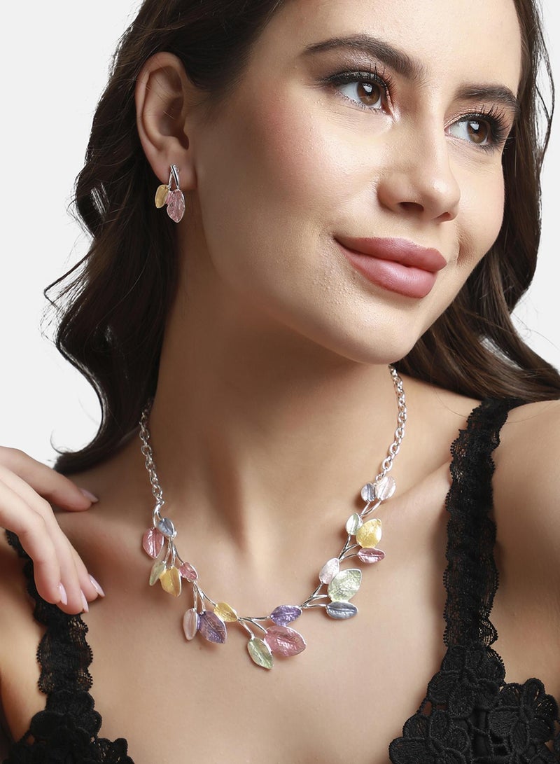 SOHI Pastel Leaf Artificial Jewellery Set - Image 1