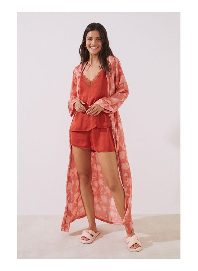 women'secret Women's Long Sleeve Printed Satin Maxi Robe - Image 4