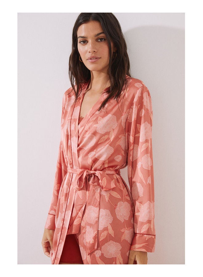 women'secret Women's Long Sleeve Printed Satin Maxi Robe - Image 2