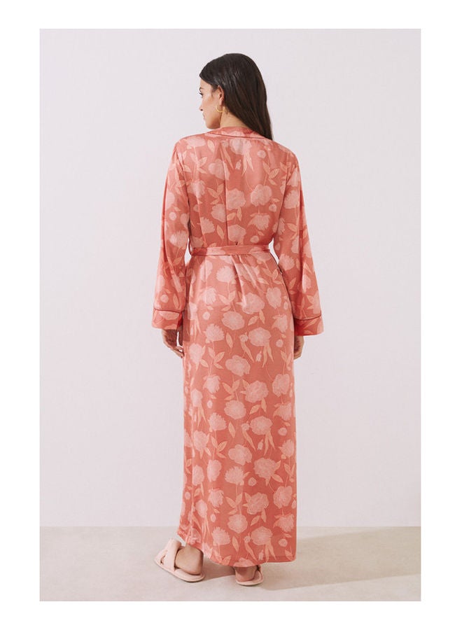 women'secret Women's Long Sleeve Printed Satin Maxi Robe - Image 3
