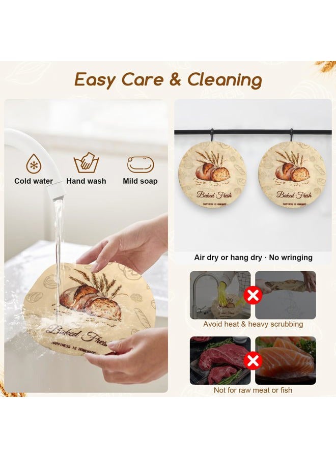 fufeisi Reusable Beeswax Bowl Covers (2 Large), Elastic Cotton Cloth Sourdough Bread Cover, 10 inch Reusable Bowl Caps for Bread Proofing Baskets and Large Mixing Containers - Image 5