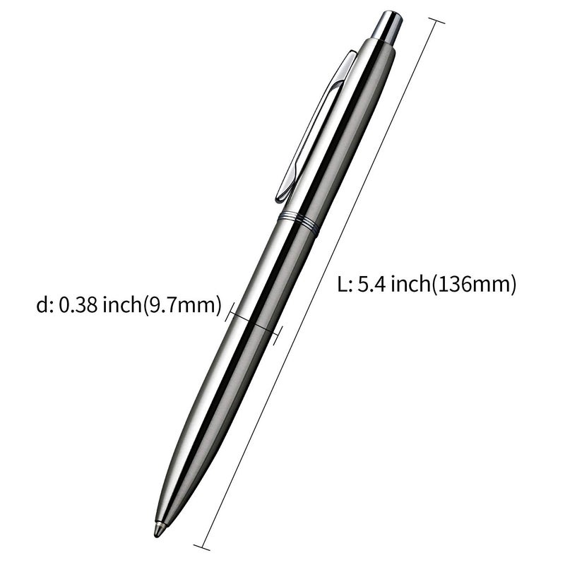 ChaoQ 3 Pcs Retractable Metal Ballpoint Pens, for Gift, Business, Office, 1.0mm Medium Point Black Ink, 6 Extras Replaceable Metal Refills - Stainess Steel - Image 2