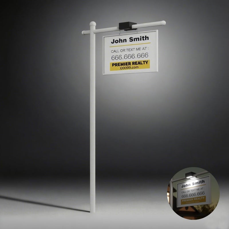 UPlee Real Estate Sign Posts with Solar Dual-Sided Light, Heavy Duty Realtor Sign Post, Fully Metallic Real Estate Sign Holder, For Sale Yard. (Sign Not Included) - Image 1