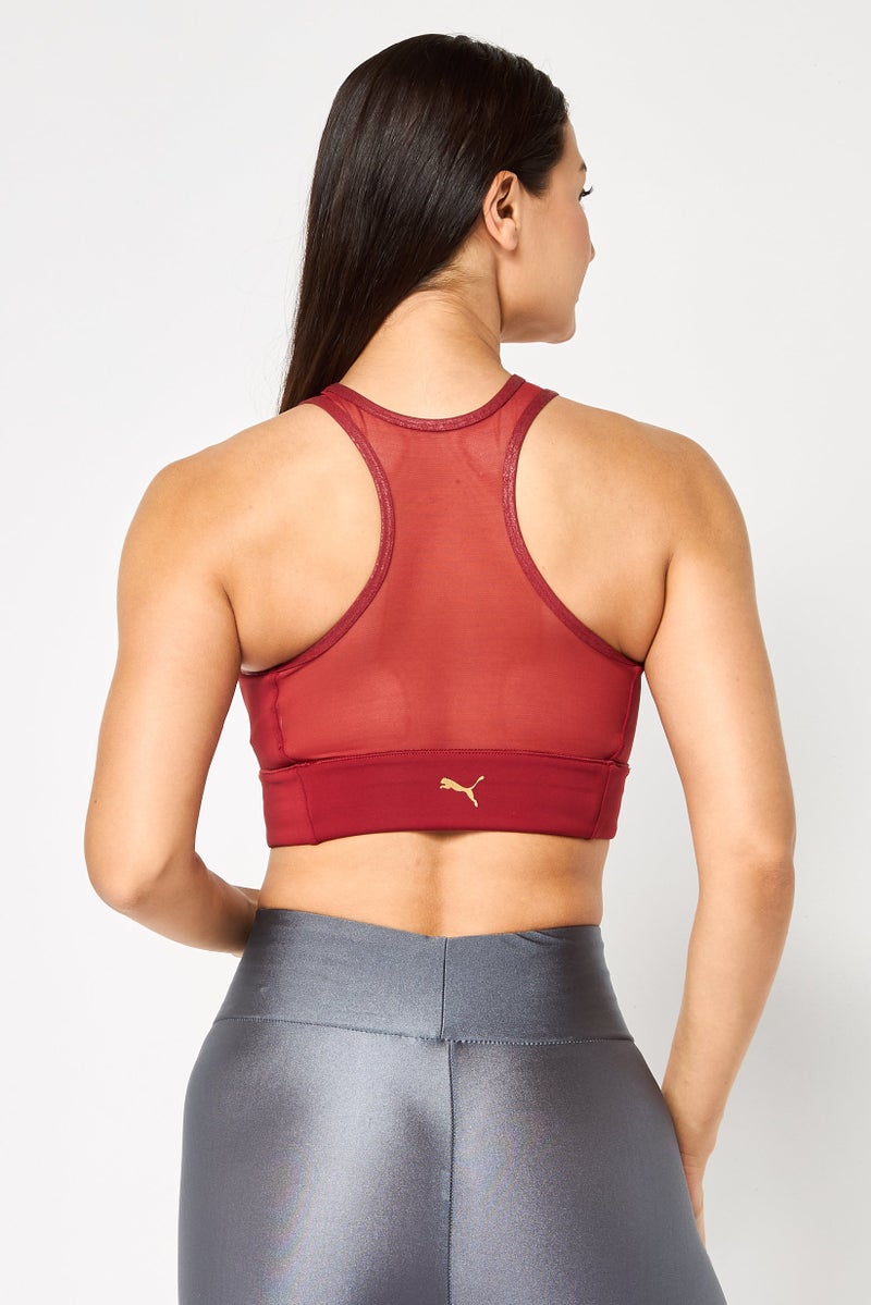 PUMA حمالة صدر رياضية بدون حشوة للنساء، مارون - Image 4