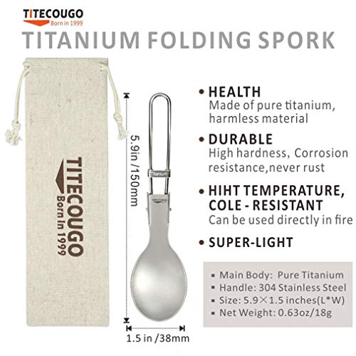 GADIEMKENSD Ultralight Outdoor Titanium ladle Healthy Camping Scoop Folding Spoon 18g - Image 2